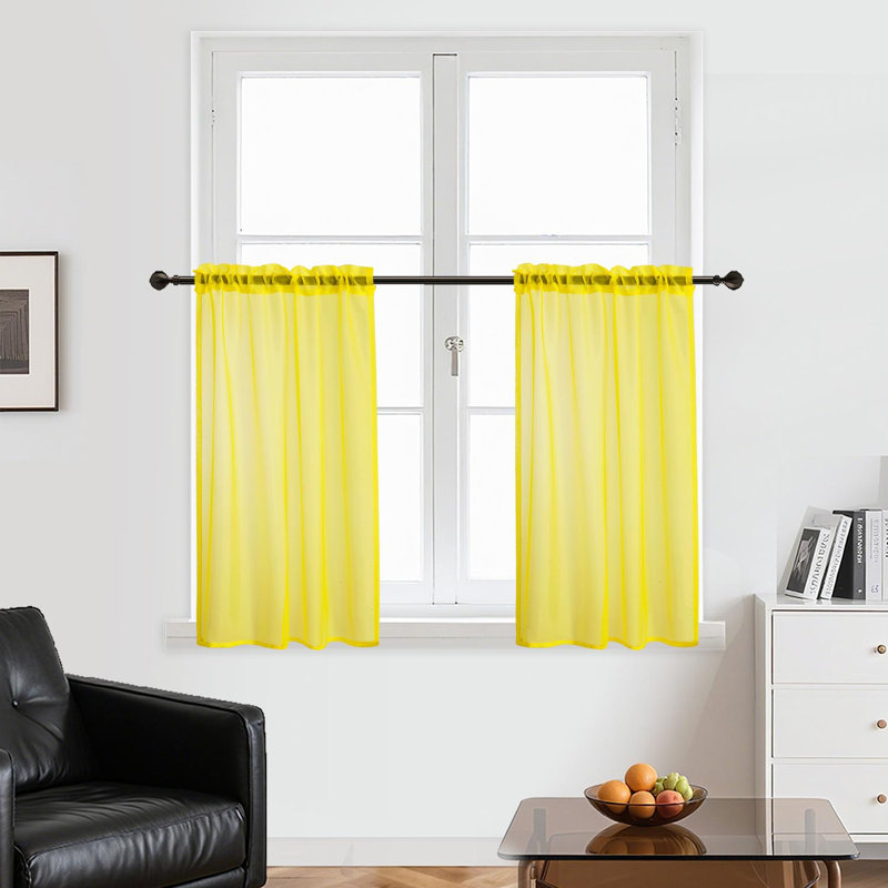 Rideau court 2 panneaux filtrant la lumière, 39"W x 18"L (Pack of 2), Lemon