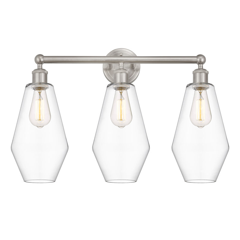 Éclairage pour salle de bain 3 lumières à intensité variable, Transparent, Nickel satiné