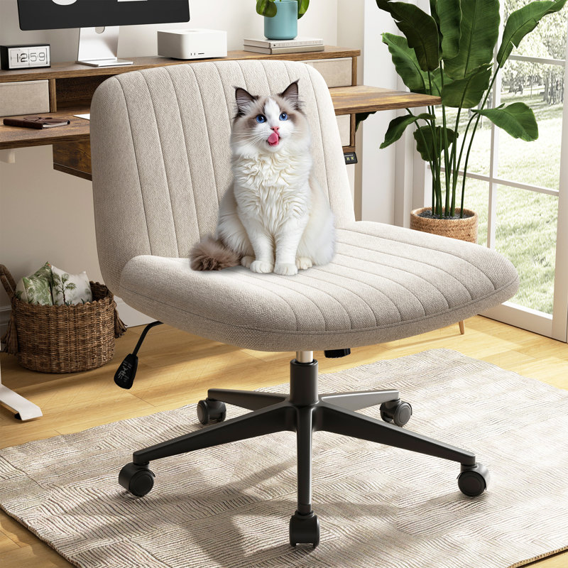 Criss-Cross Office Desk Chair With Wheels, Beige