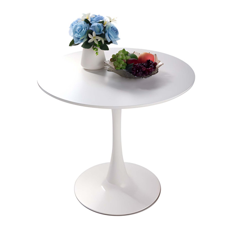 Table de salle à manger ronde 31,5 "blanche, table tulipe, table de salle à manger de cuisine 2-4 personnes avec plateau de table en MDF et base piédestal, table de bout de style Mid-Century, table basse de loisir