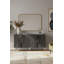 Console moderne avec option de fixation murale, anthracite et argent, 59,1 po x 29,5 po x 12,6 po | 100% panneau de particules enduit de mélamine, épaisseur: 0,7 pouce | Plusieurs tablettes pour le rangement et la présentation, conception géométrique élégante pour les espaces contemporains-120473410
