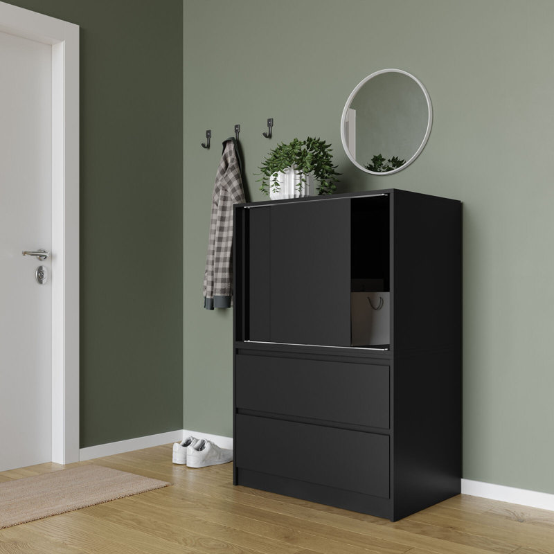 Medium Density Fiberboard (MDF) Rectangle Accent Cabinet, Black