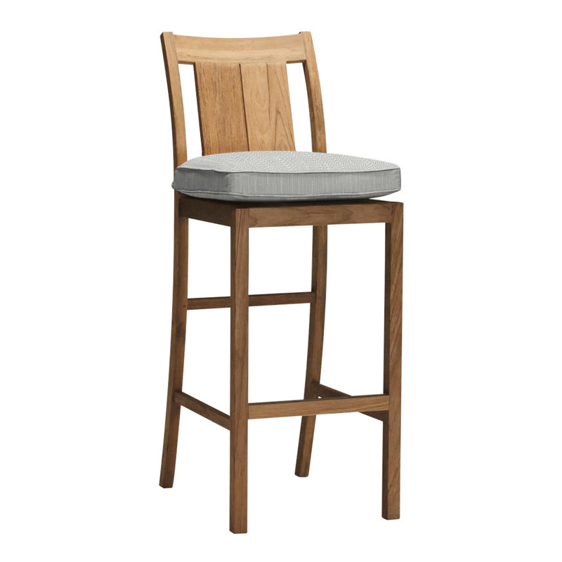 Tabouret de comptoir 24 po Croquet, Welt, Teck naturel, Sunbrella® argent Verona
