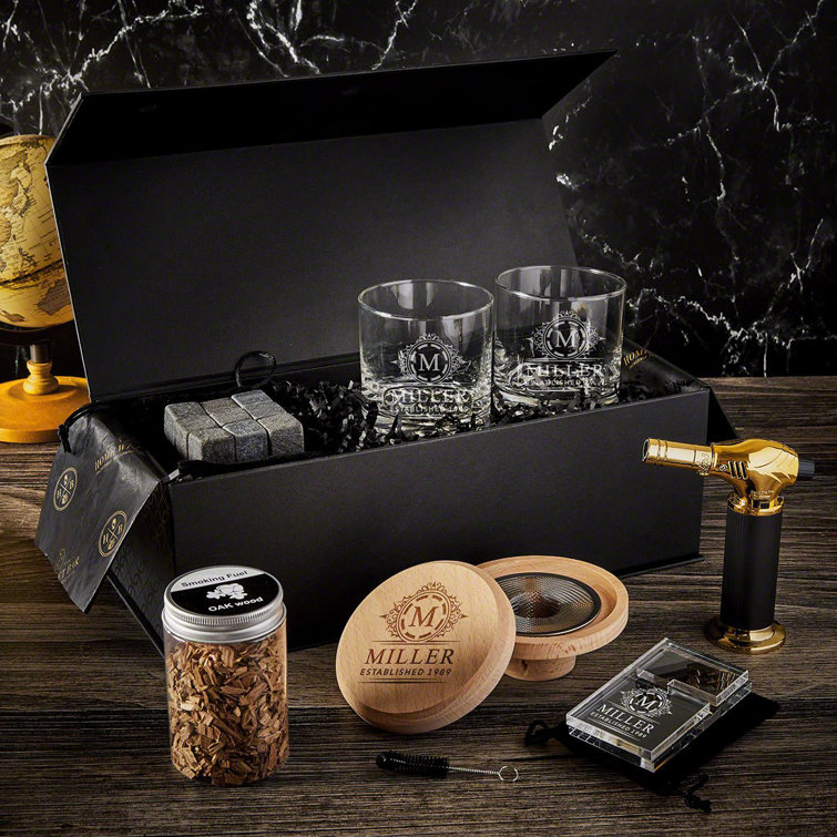 Personalized Luxury 11 PC Cigar & Cocktail Smoker Gift Set Home Wet Bar Customize: Yes