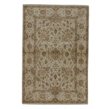 Hand Knotted Wool Area Rug in Cream