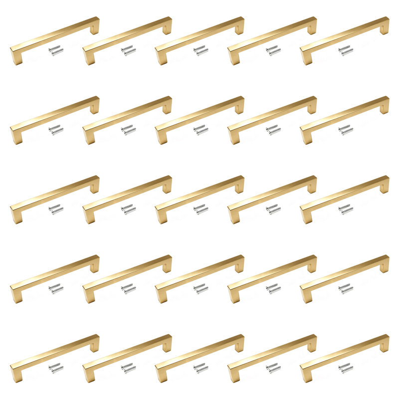 Paquet de 40 poignées d'armoire, poignées de bar, poignées de tiroir et poignées modernes en acier inoxydable doré, modèle CPMBXMO0001 Distance entre les trous: 3 3/4 po
