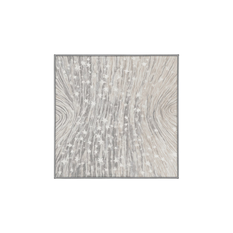 Machine Washable Gray Area Rug, Square 3'