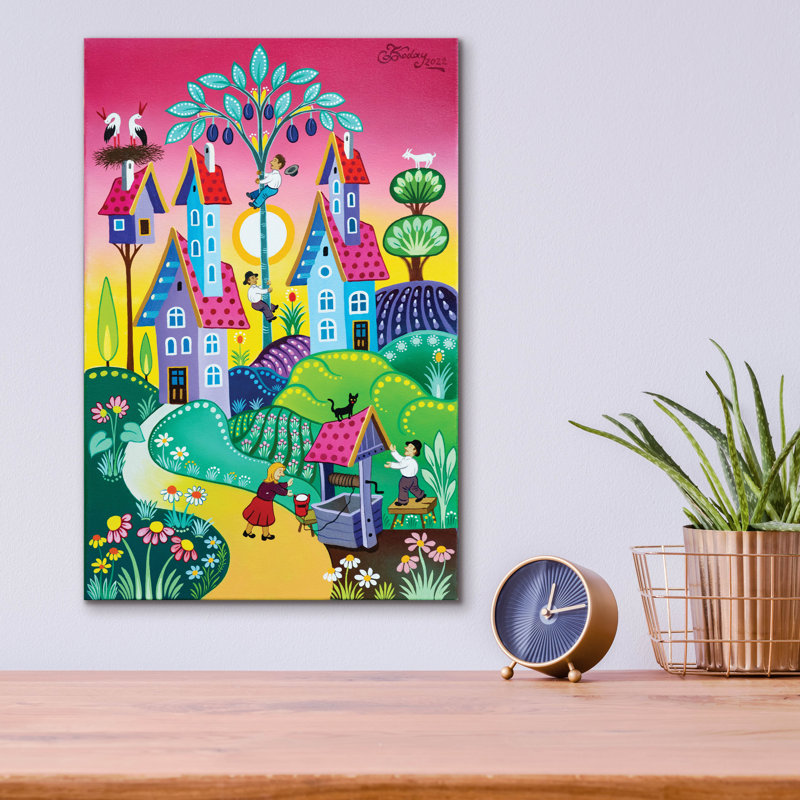  «The Plum Tree» par Koday, art mural en verre acrylique, 12 po x 16 po