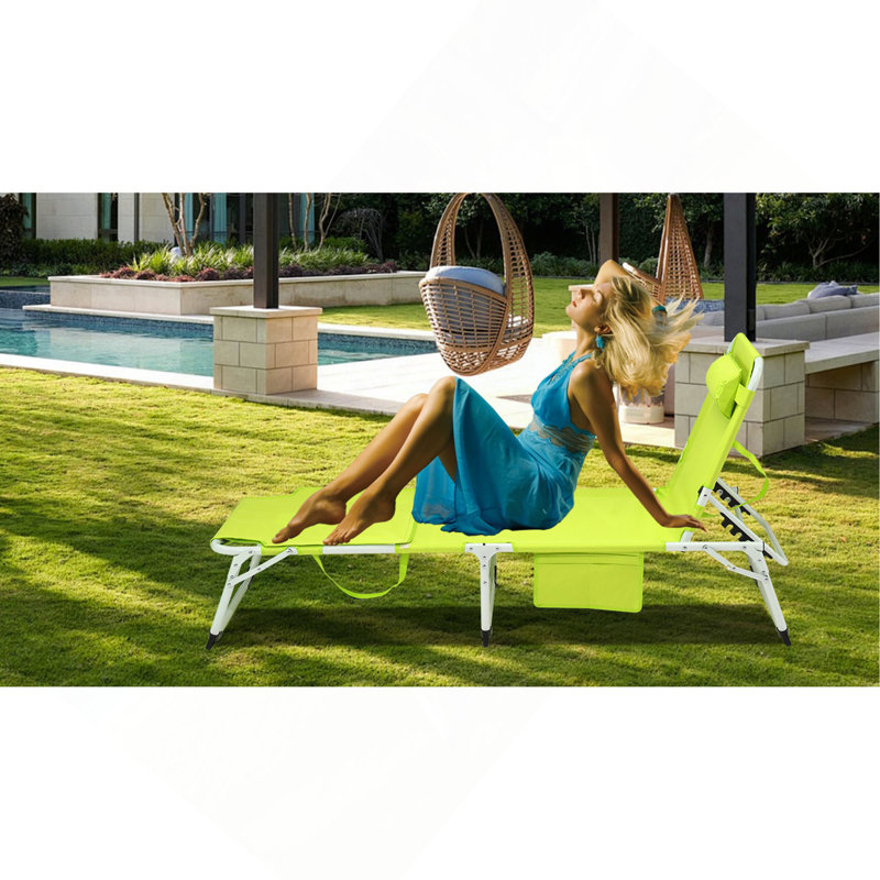 Chaise de bronzage 3 en 1 robuste avec trou pour le visage Chaise longue réglable à 5 positions pour l'extérieur