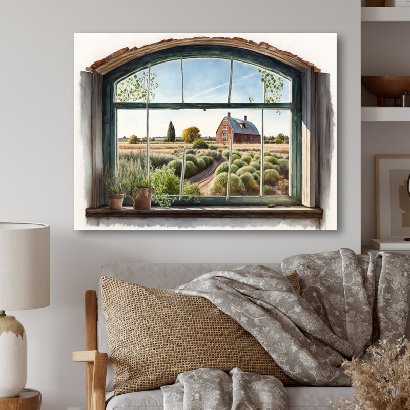 Fenêtre vue de grange - art mural de fenêtres de ferme, H 30 po x l 40 po x P 1,5 po, Toile tendue