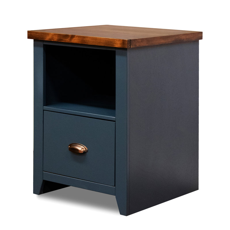 Classeur avec 1, 22 pouces, denim bleu whisky, peuplier massif, placage, rangement de bureau, sans assemblage, armoire de style simple et contemporain