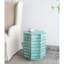 Tabouret à piédestal bleu 17 x 17 x 20 pouces avec incrustations et motifs en forme de losange, convient aux espaces de vie, peut être utilisé comme table d'appoint ou comme table d'appoint, 80% 20% avec des pièces décoratives élégantes