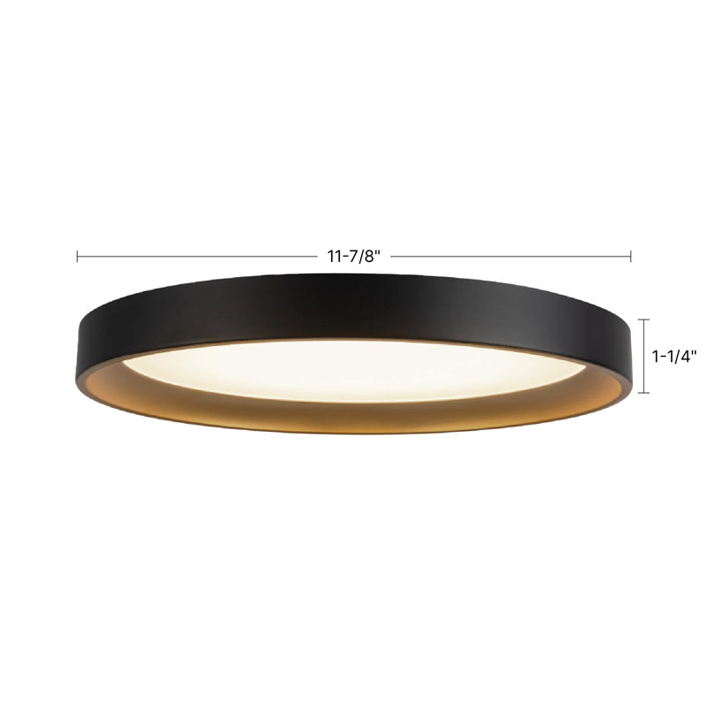 Nix 12-in Black dimmable LED Flush Mount, White/Gold