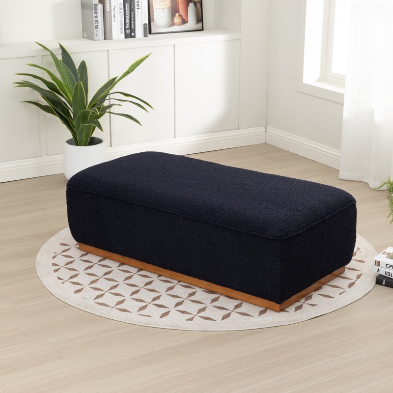 Lolington Rectangular Solid Wood Ottoman, Blue