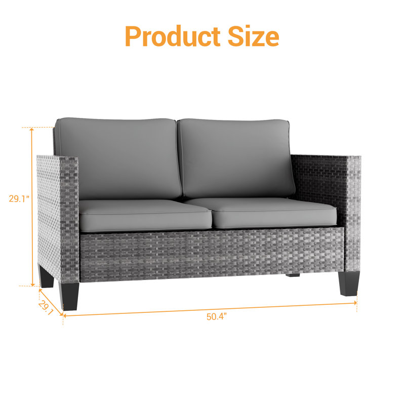 Canapé d'extérieur pour causeuse de patio, Gris, Gris