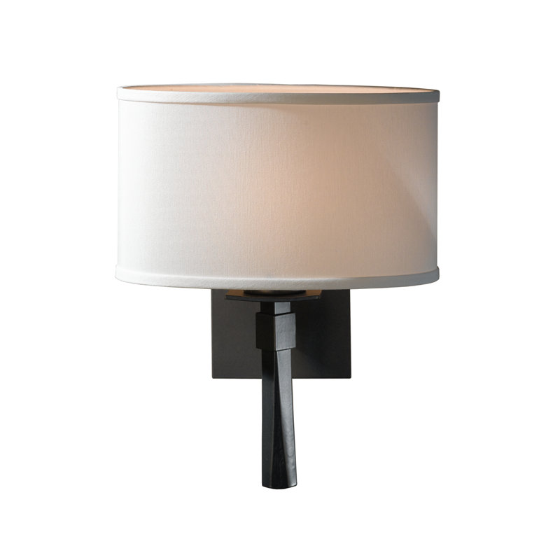 Beacon Hall Oval Drum Shade Sconce, Natural Anna, Black