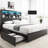 Metal Bed Frame with Bookcase Headboard-954591