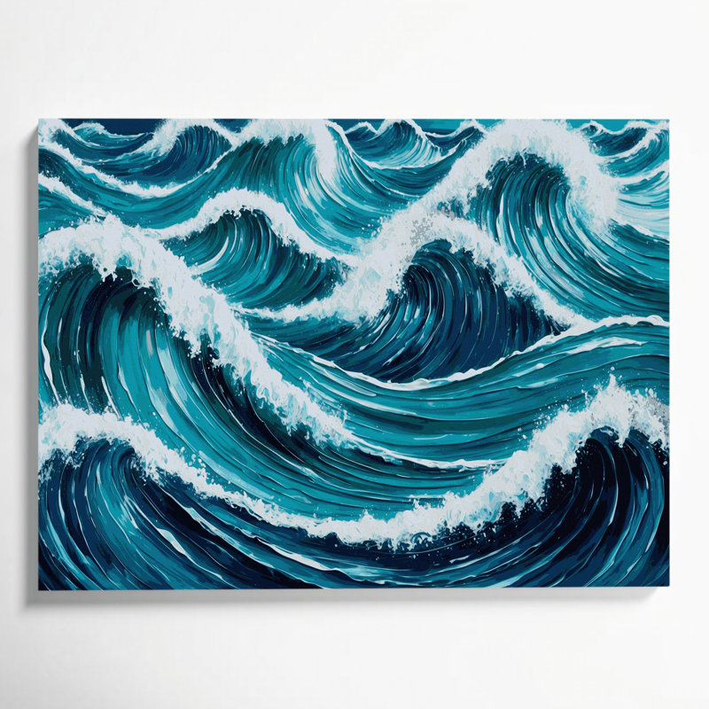 «Hawaiian Wave Curls», art mural sur toile verte, H 11 po x l 14 po