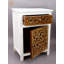 Table d'appoint 30 po en bois massif massif avec tiroir - Table de chevet florale sculptée à la main avec tablette ouverte pour le salon ou la chambre Boho