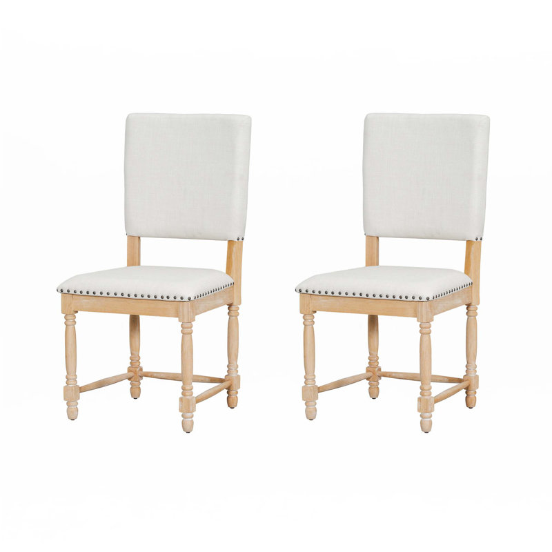 Chaises de salle à manger rembourrées 2 pièces Vintage, Naturel