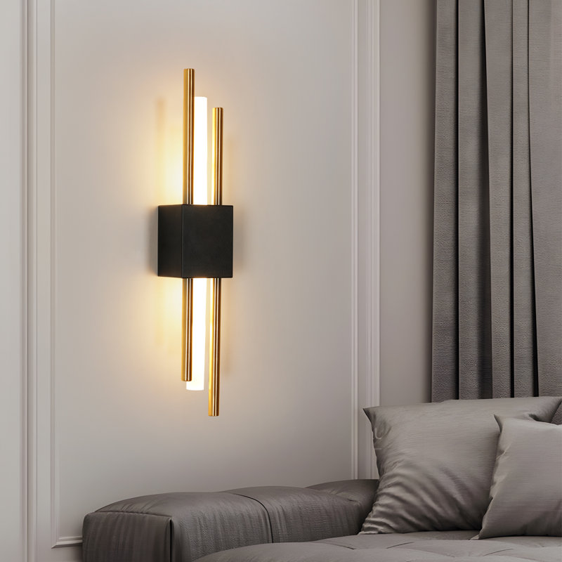 3000K 1-Light 40cm Black & Gold LED Bar Wall Sconce 