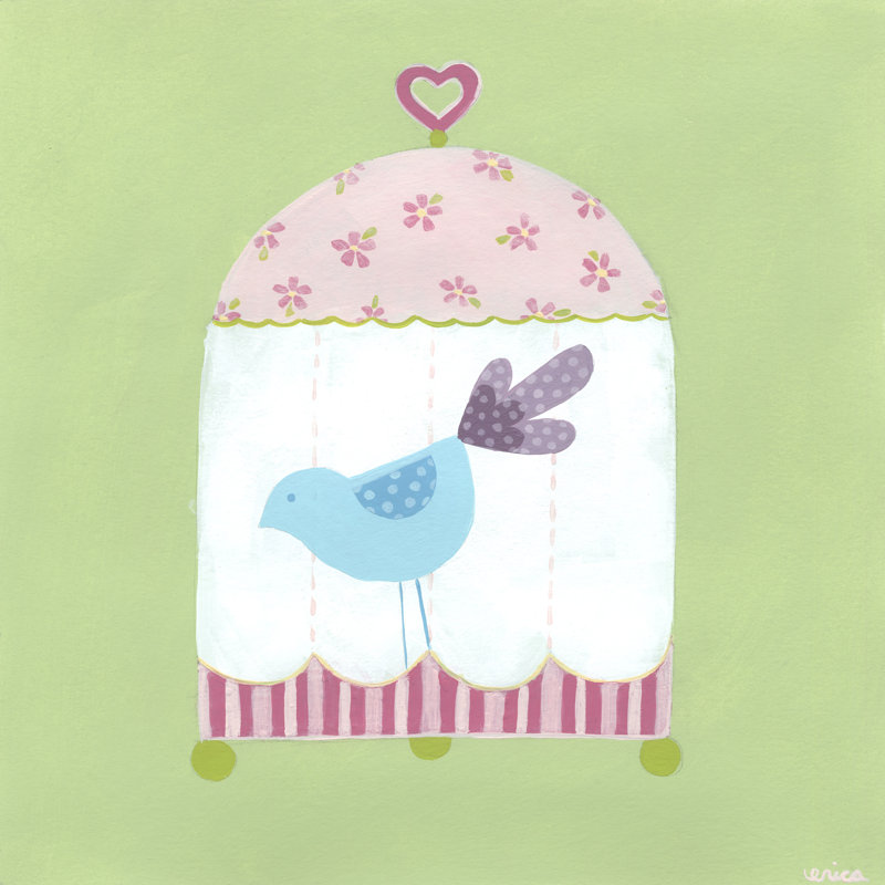 Patchwork Birdcage II by June Erica Vess - Wrapped Canvas Painting, 30cm H x 30cm W x 3.8cm D