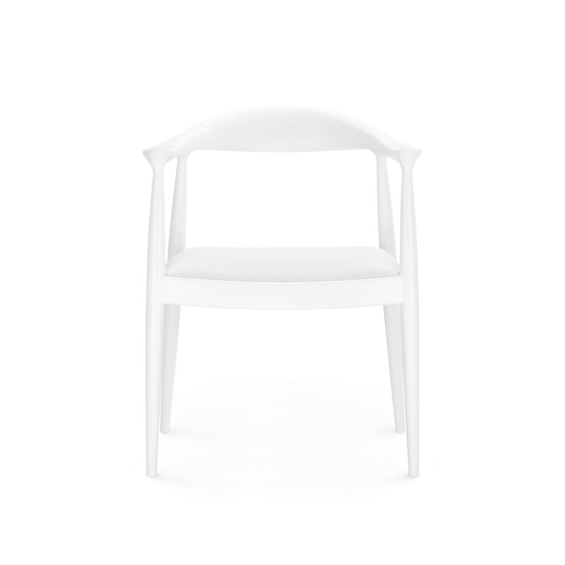 Danish Upholstered Arm Chair, White