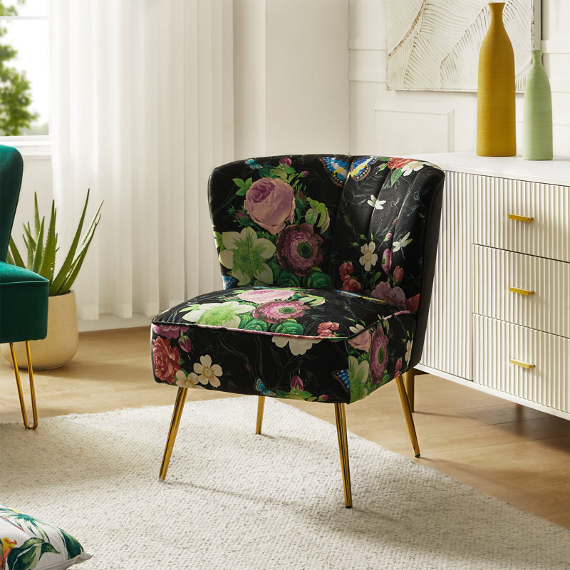 Amata Wooden Upholstery Armless Accent Chair, Black