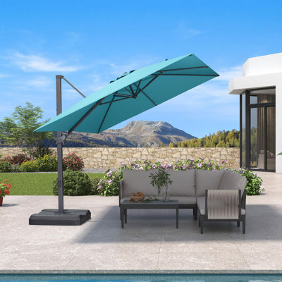 9' × 9' Patio Cantilever Umbrella Outdoor Square Adjustable Offset Umbrellas with 360-degree Rotation