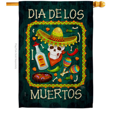 Double Sided 40'' H x 28'' W Polyester Day Of The Dead House Flag