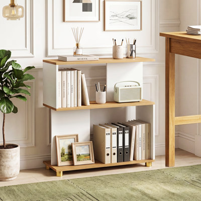 3-Tier Bookcase, S-shaped Bookshelf with Adjustable Feet & Anti-tipping Kits