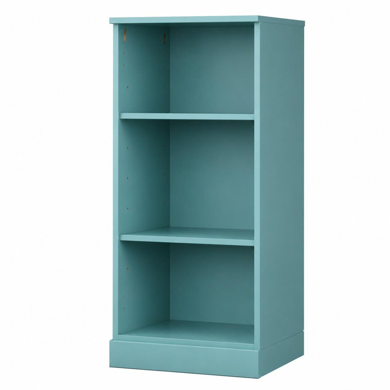 36" Aqua Solid Wood Adjustable Three Tier Library Bookcase