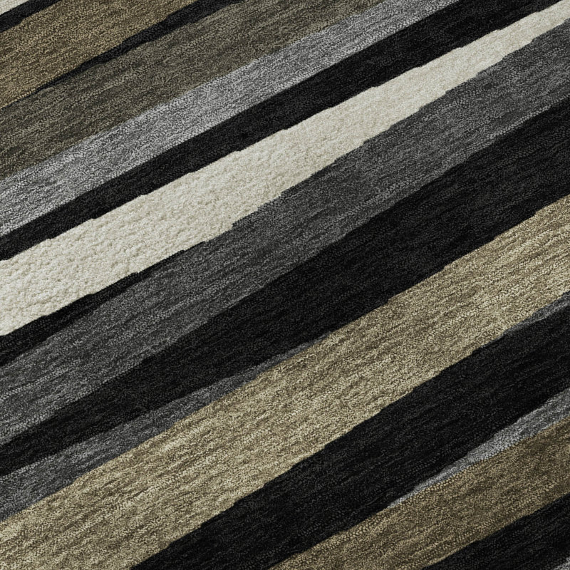 Premium Machine Washable Natoma AMF997 Stripes Rug, Rectangle 5 pi x 7 pi 6 po