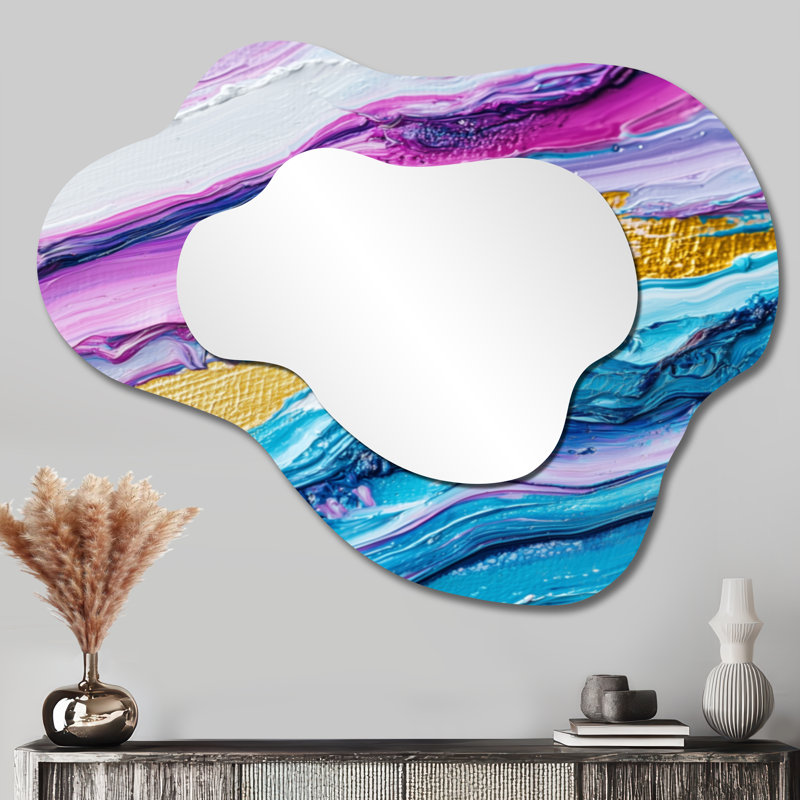 Abstract Lavender Waves Of The Unknown - Abstract Cloud Decorative Wall Mirror, Modern Vanity Mirror, Printed on Metal