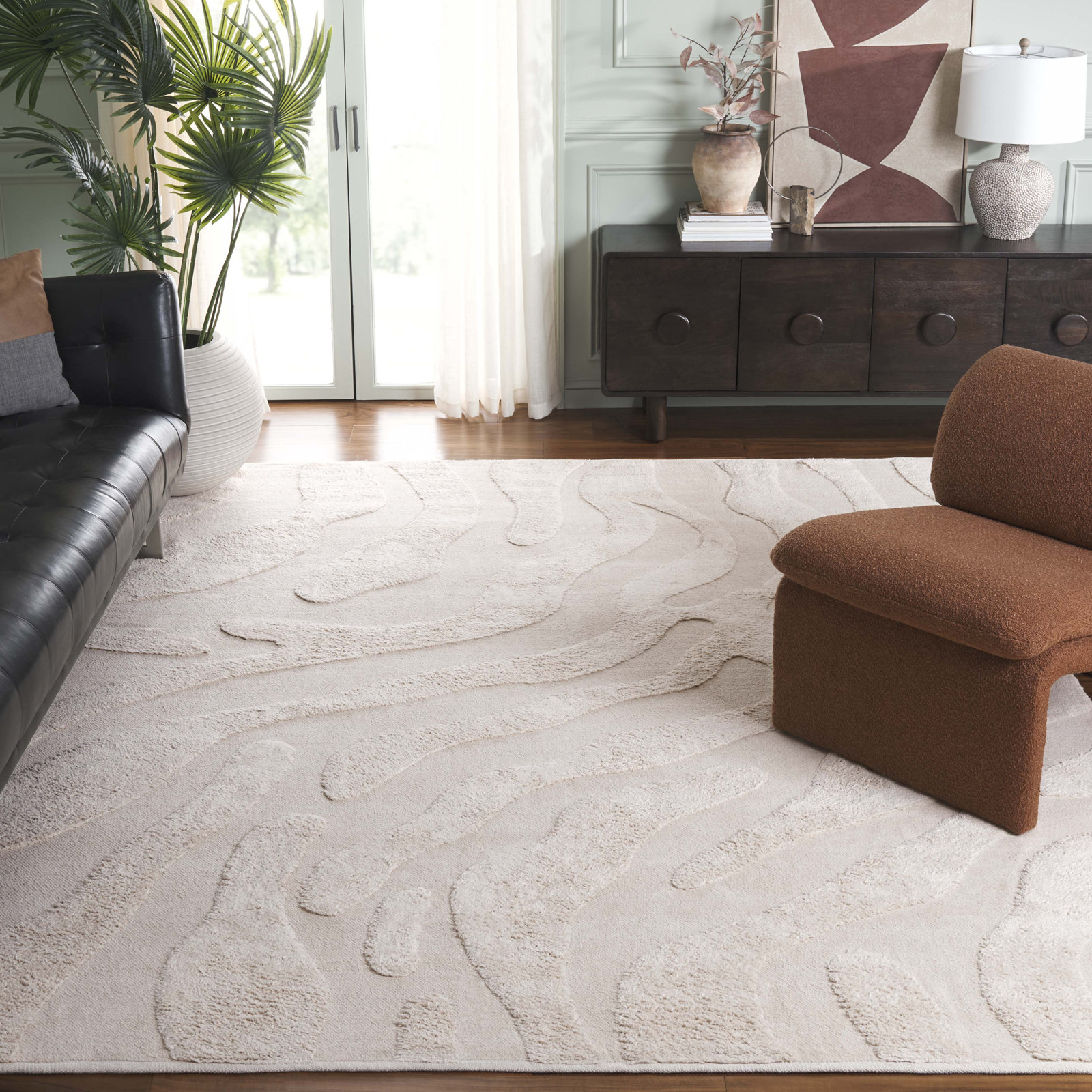 Moura Ivory Washable Hand-Woven Cotton Rug, Rectangle 8' x 10'