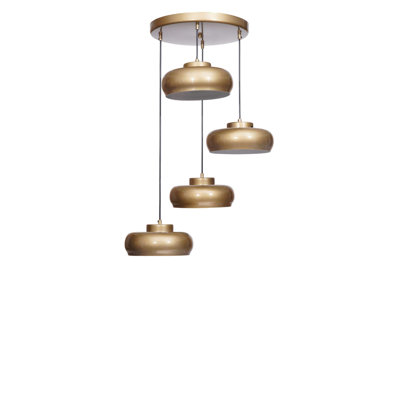 Élégant lustre doré réglable, structure en métal, 25 x 5,1 pouces | Hauteur: 8,3 à 27,6 pouces | 4 x douilles E27 de 40 W maximum (ampoules non incluses) | Idéal pour le salon, la salle à manger et le vestibule, indice de protection IP20
