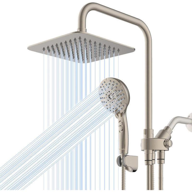 8'' Chrome Adjustable Dual Shower Head Combo with Filter
