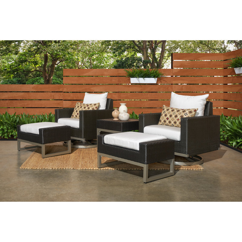 Milo Outdoor 5 - Piece Conversation Set, Canvas Spa Sunbrella® Canvas, Brown