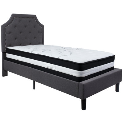 Aluino Arched Tufted Upholstered Platform Bed and Pocket Spring Mattress
