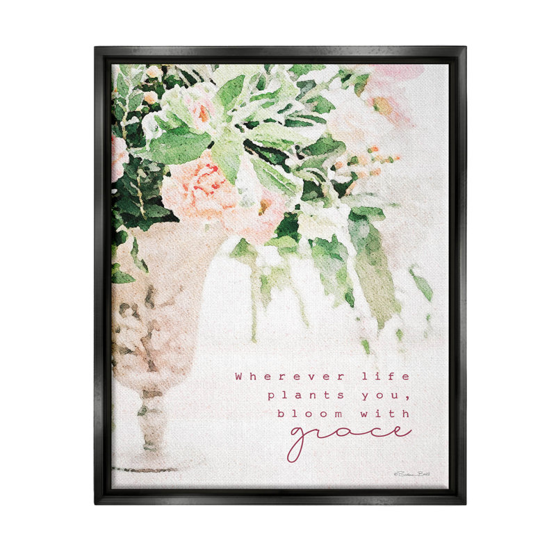 "Bloom with Grace", estampe numérique encadrée par Susan Ball, Cadre flottant noir de jais, H 21 po x l 17 po x P 1,7 po