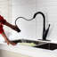 Robinet de cuisine, bronze huilé avec extracteur, complément aux styles, corrosion, poignée simple pour la température et le débit, bec pivotant à 360 degrés, double jet, robinet à installation rapide en bronze,