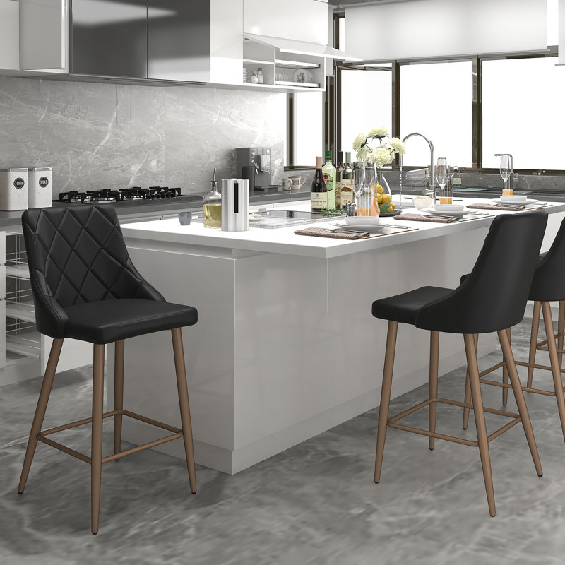 Tabouret de comptoir 26 po Bak, Chrome chrome, Noir