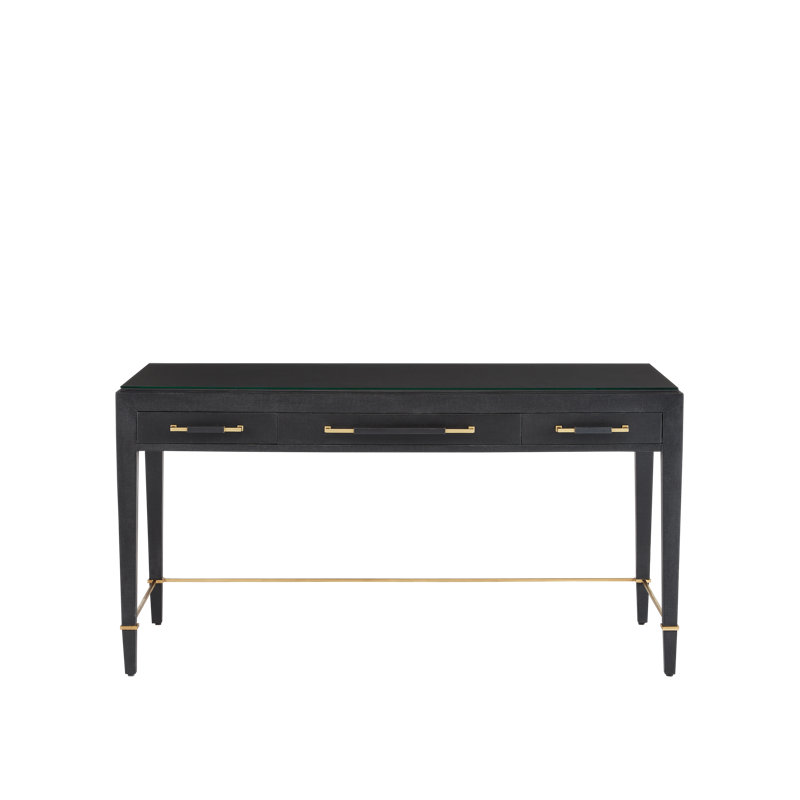 Verona Glass Solid Wood Writing Desk