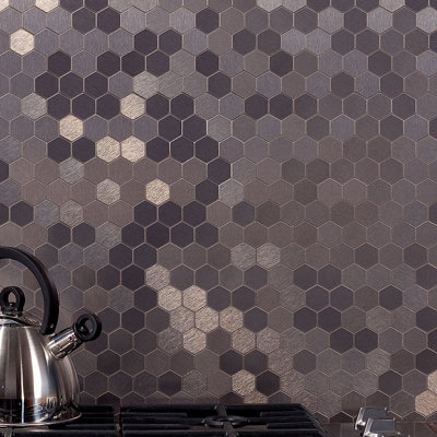 Aspect Peel and Stick Honeycomb Matted Metal Tile 15 Sq Ft Kit