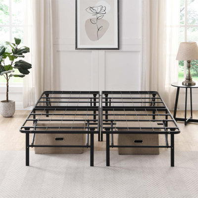 Sturdy Metal Platform Folding Bed Frame With 14-Inch Height, Heavy-Duty Steel Slats, And Under-Bed Storage For Easy Assembly And Durability