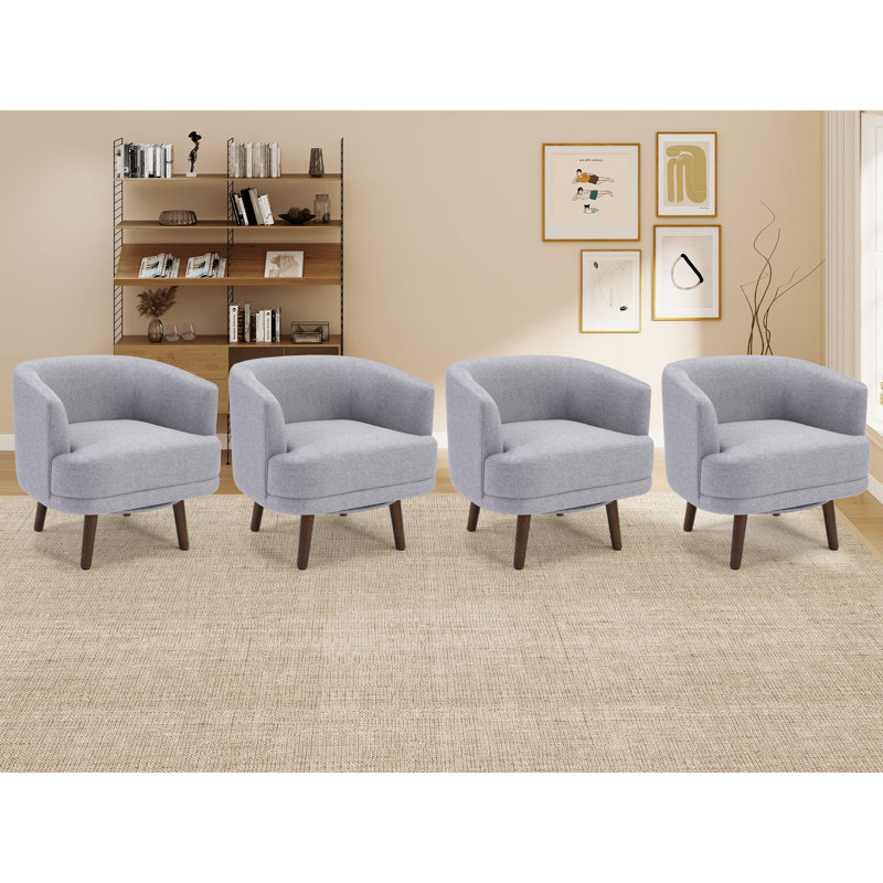 Fauteuil de salon contemporain pivotant de 28,8 po de largeur avec cadre en bois massif, Gris, 4