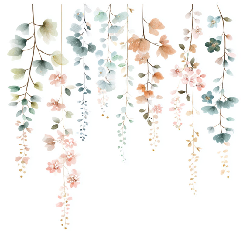 Tapis de bain suspendu à fleurs pastel, L 34 po x L 21 po