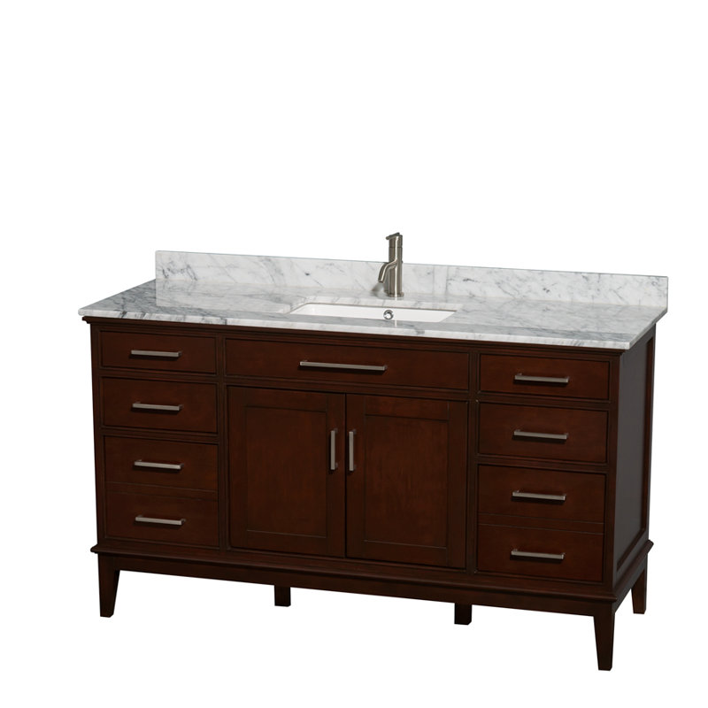 Hatton 60'' W Single Vanity, White Carrera, Dark Chestnut