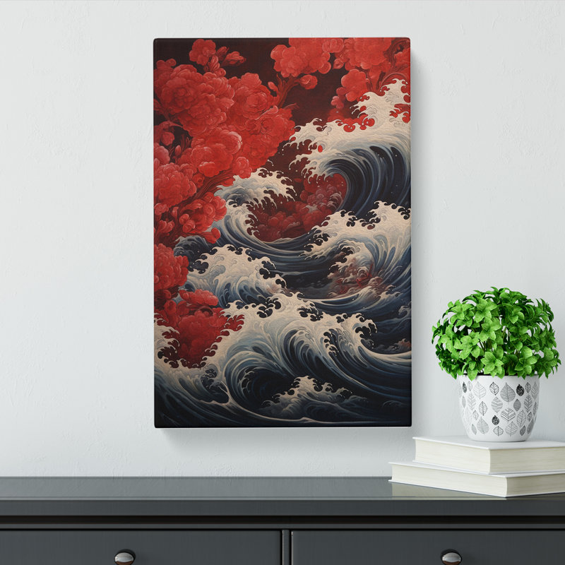 Wave Japanese Victorian Art - Wrapped Canvas, 76cm H x 50cm W x 3cm D