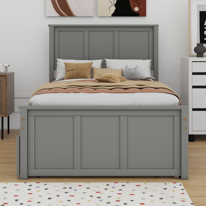 Platform Bed With Trundle, Gray